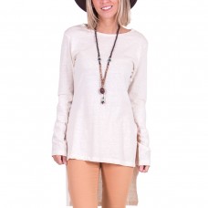 BLUSA MANGA LONGA FENDAS LATERAIS